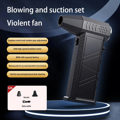 Lenovo 2 In1 Violent Fan Powerful Electric Air Blower Portable Dust Cleaner Type-C Charging Brushless Turbo Jet Fan Blower