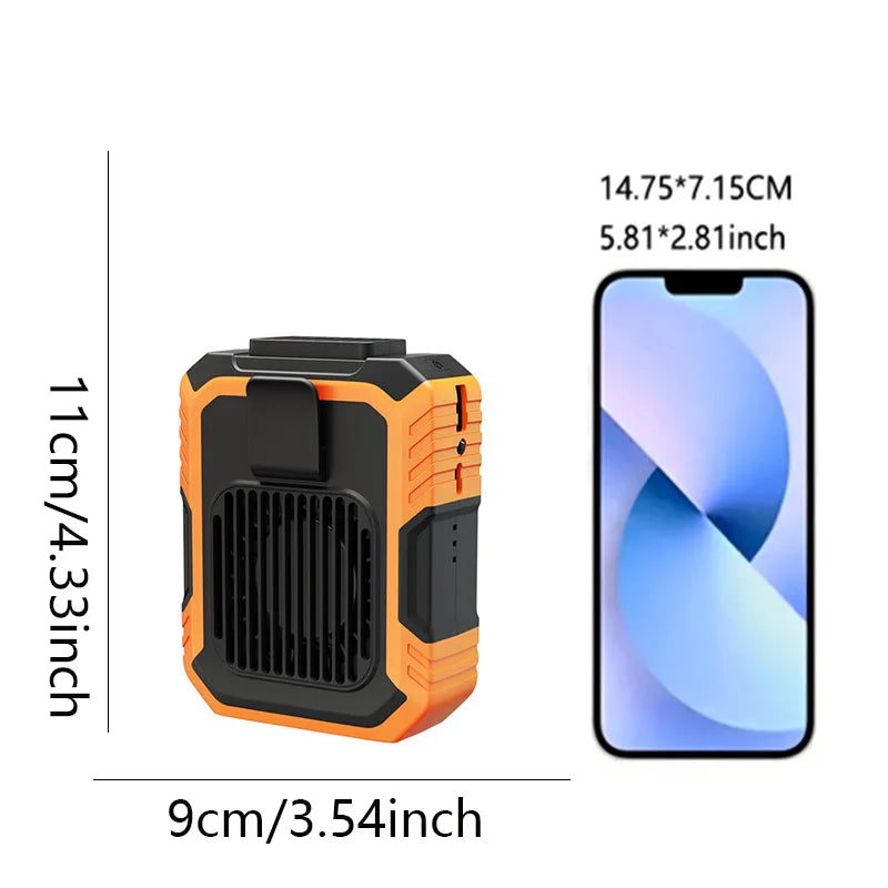Portable air-cooling fan with strong airflow, wearable personal clip-on fan, USB charging, cool and compact mini fan