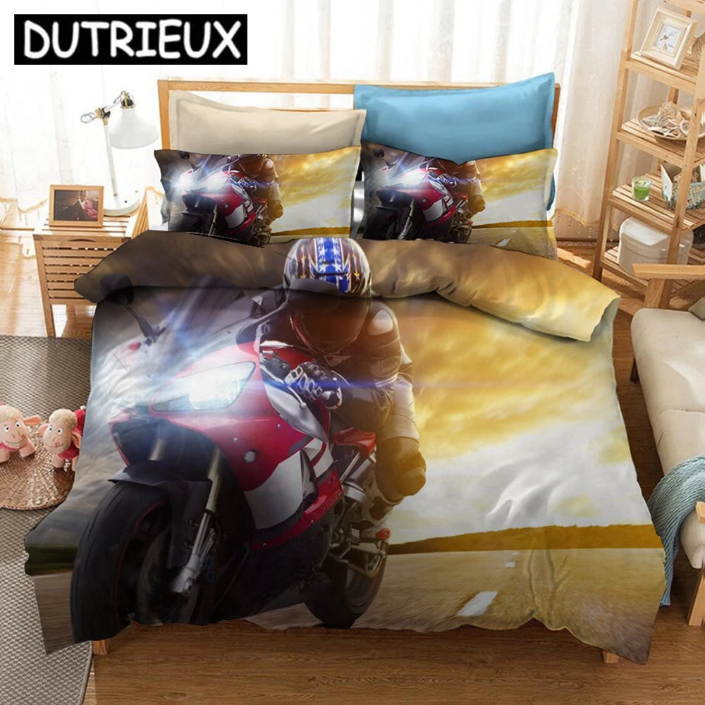 Motorcycle 3D Printed Bedding Set Duvet Covers Pillowcases Comforter Bedding Set Bedclothes Bed Linen