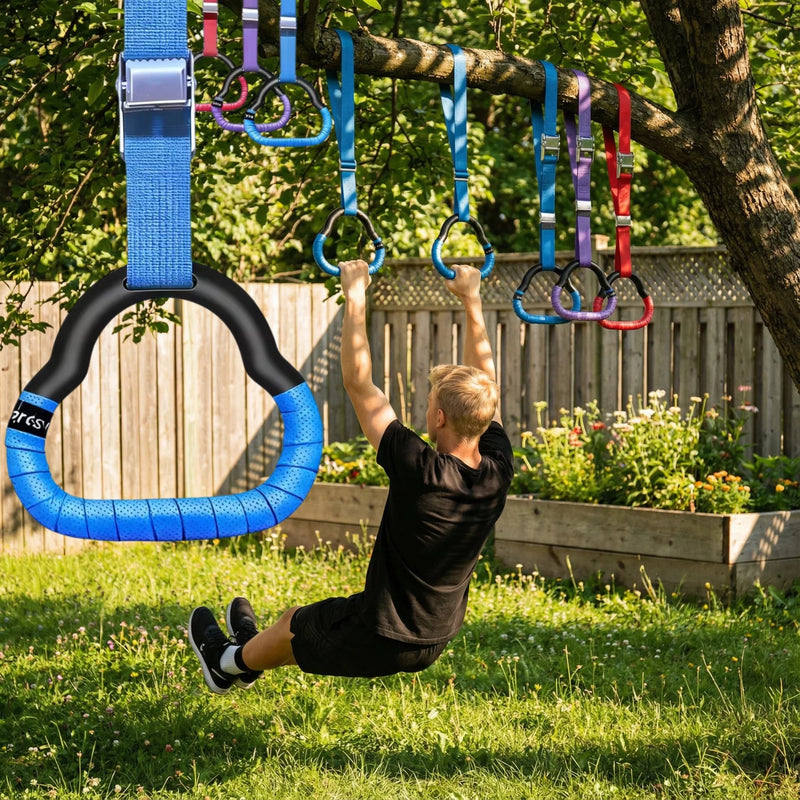 Multi-Function Wall Mounted  Adjustable Fitness Rings Indoor Home Gym Equipment for Pull Ups Dips Stretching & Body Strength