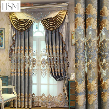 European-style curtains for living room dining room bedroom Chenille luxury high-end blackout embroidery extravagance retro new
