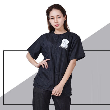 Pet Grooming Clothing Waterproof Pet Hospital Work Clothes Pet Stores Anti Hair And Anti-static Pet Groomer Smock Uniform Tops