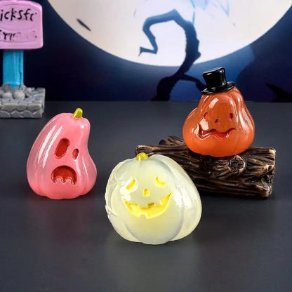 Micro Landscape Luminous Pumpkin Resin Decorative Ornaments Diy Cream Glue Decoration Material Halloween Pumpkin Gift