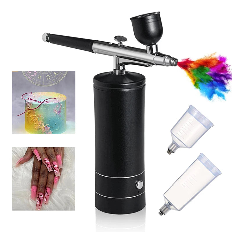 Portable Airbrush Set with Compressor, USB Charging, 0.3mm Nozzle for Painting, Tattooing, Manicure, Makeup and Model Coloring