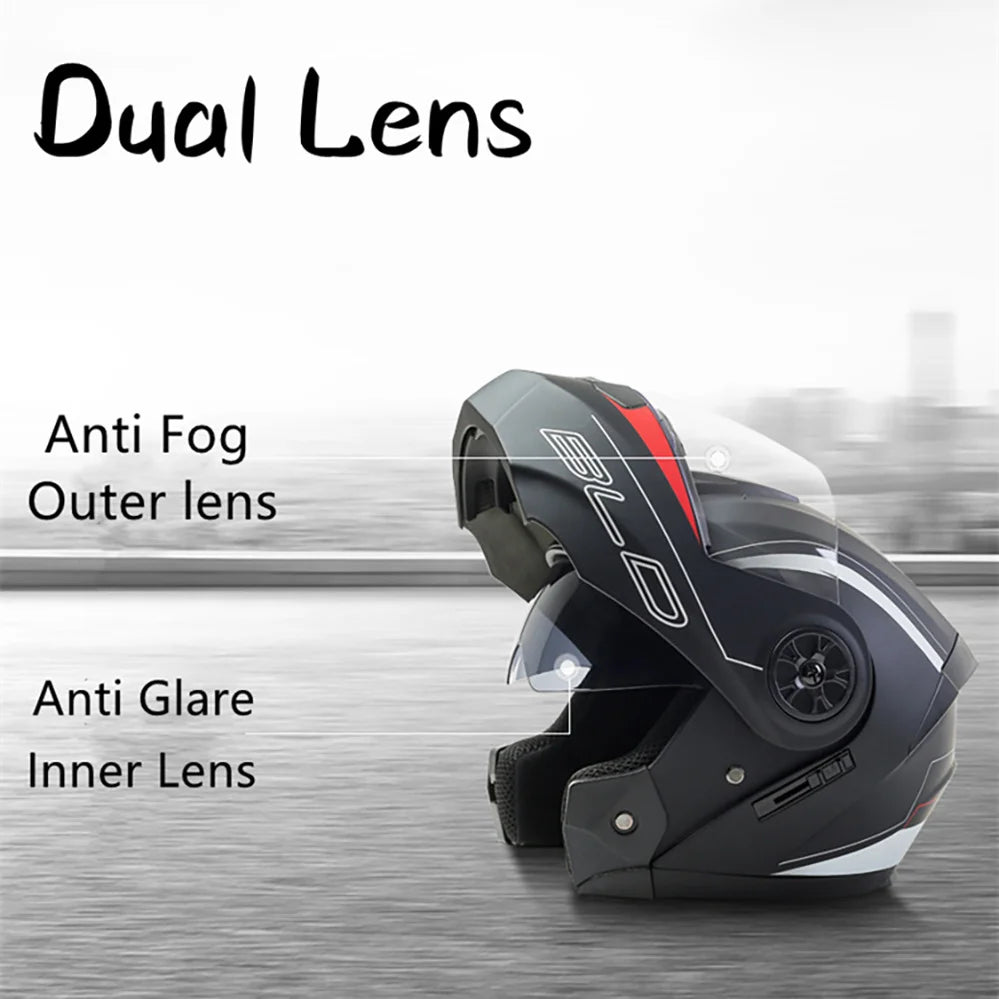 Modular Motorcycle Helmet with Double Lens & Flip Up Face Shield Professional ECE/DOT Certified Casco for All Season Riding