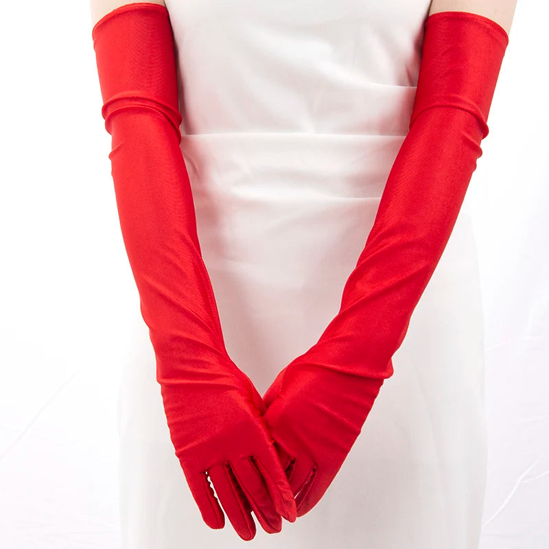 1 Pair Sexy Gloves Classic Women Black Evening Party Prom Gloves Opera Stretch Satin Long Mittens Driving Sun Protection Sleeves