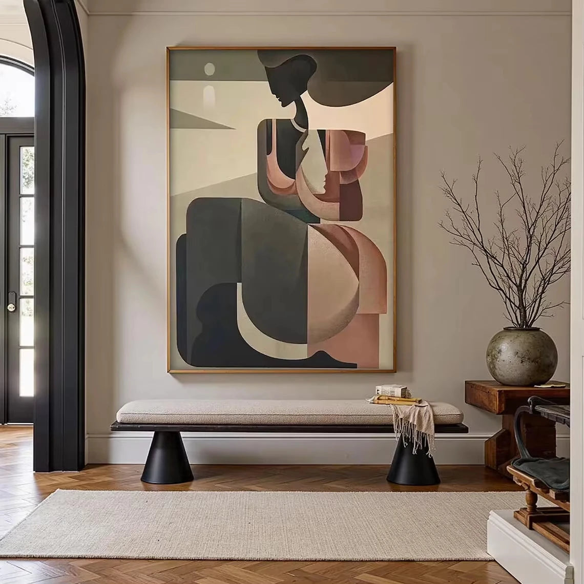 Oil Painting By Number DIY Modern Abstract Woman Portrait Wall Decor for Game Room or Living Room Gift Frameless
