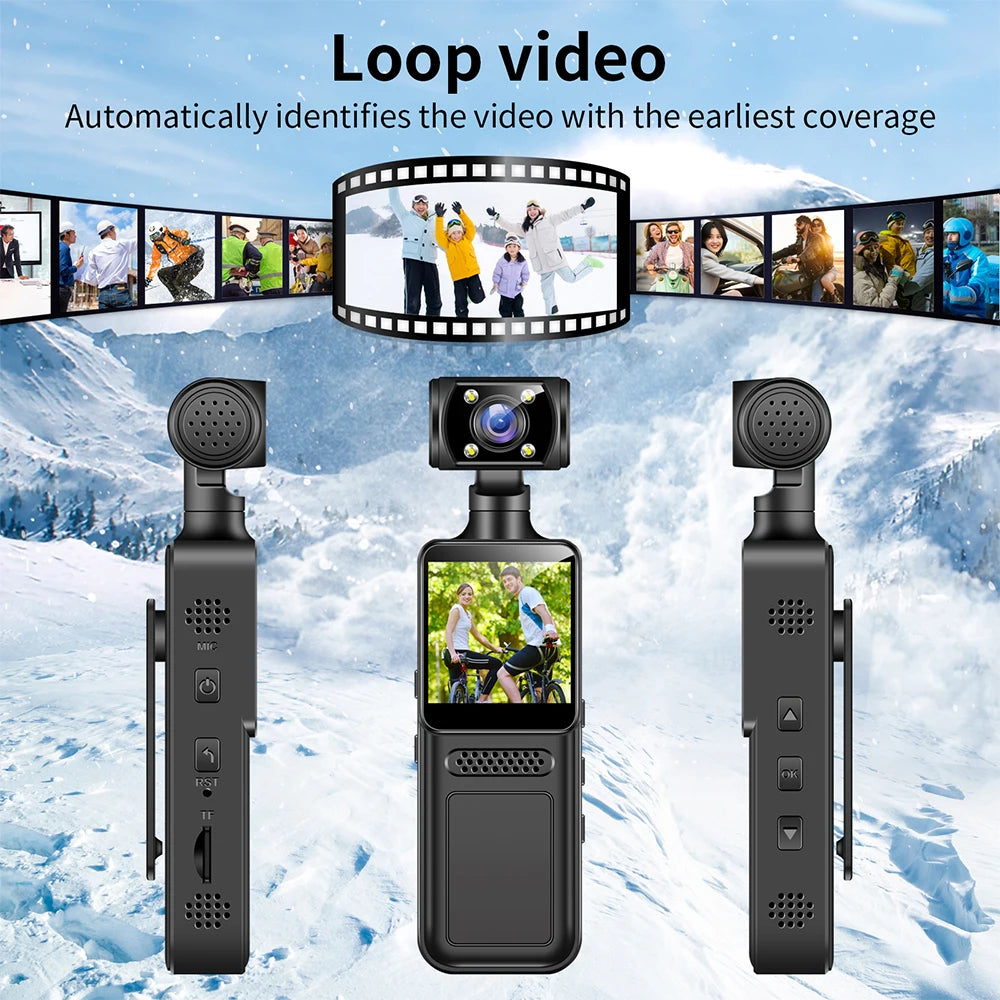 2025 New Action Camera 4K HD 180 ° Rotating Mini Portable Camera Mini Sports Wearable Camera Infrared Night Vision Sports DV