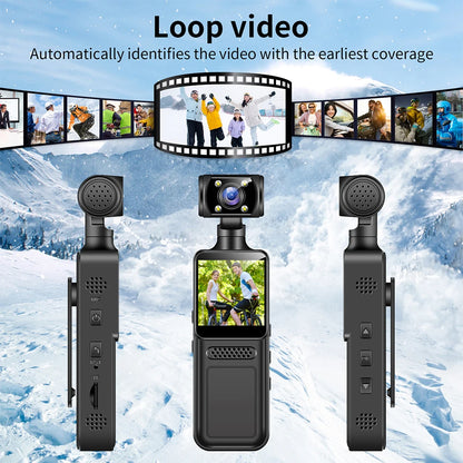 2025 New Action Camera 4K HD 180 ° Rotating Mini Portable Camera Mini Sports Wearable Camera Infrared Night Vision Sports DV