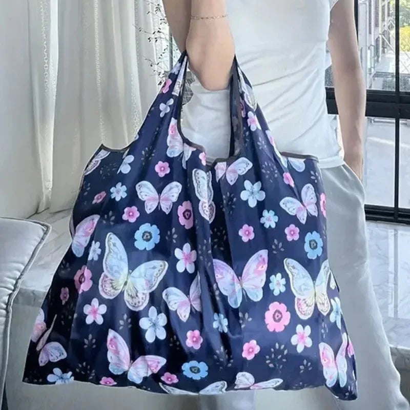 Shopping Bags Fashion Portable Various Prints and Large Capacity Convenient Nylon Easy to Fold Package Travel Essential