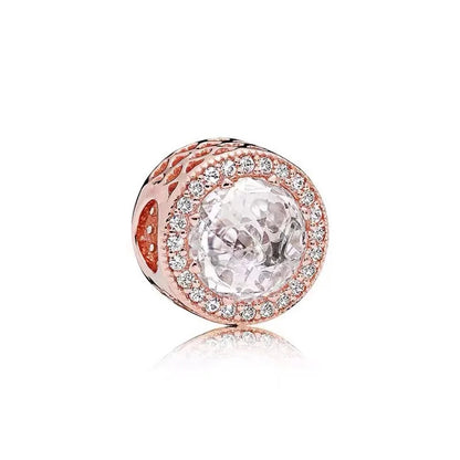 Rose Gold Plated Charms for Bracelet DIY Jewelry Making Heart Flower Strawberry Butterfly Paw Print CZ Pendant Beads Women Gift