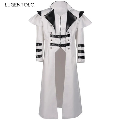 Men Medieval Gothic Trench Long Coats Court Costume Retro Casual Women Button Zipper Loose Party Bloodsucker Clothing