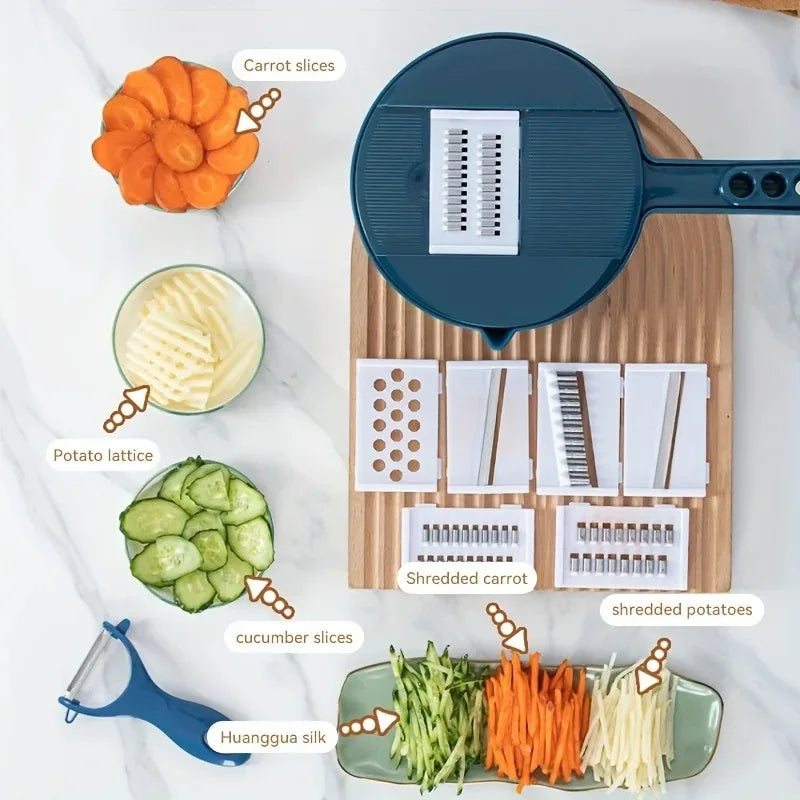 9-In-1 Multifunctional Vegetable Chopper Radish Carrot And Potato Chopper Manual Shredding And Slicing Machine  Kitchen Tool