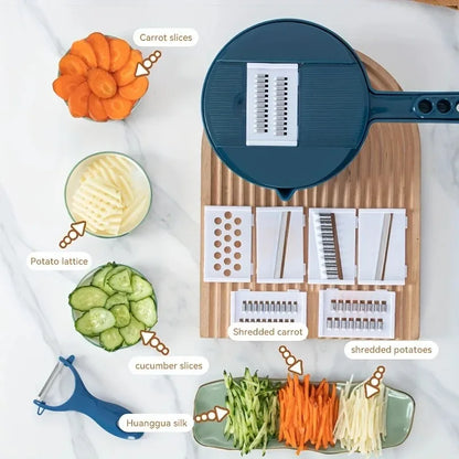 9-In-1 Multifunctional Vegetable Chopper Radish Carrot And Potato Chopper Manual Shredding And Slicing Machine  Kitchen Tool