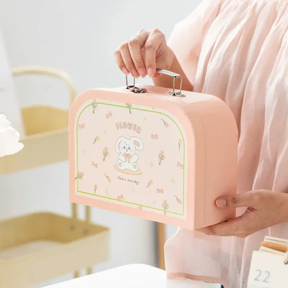 Portable Storage Box Suitcase Paperboard Boxes Case Small Handheld Decorative Gift Cardboard Stationery Organizer chesttravel