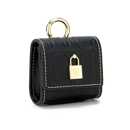 CH Bluetooth Headset Case Lock Design Premium Embossed Pattern With Key Ring Fits Various Earbud Sizes Fashion Compact Accessory