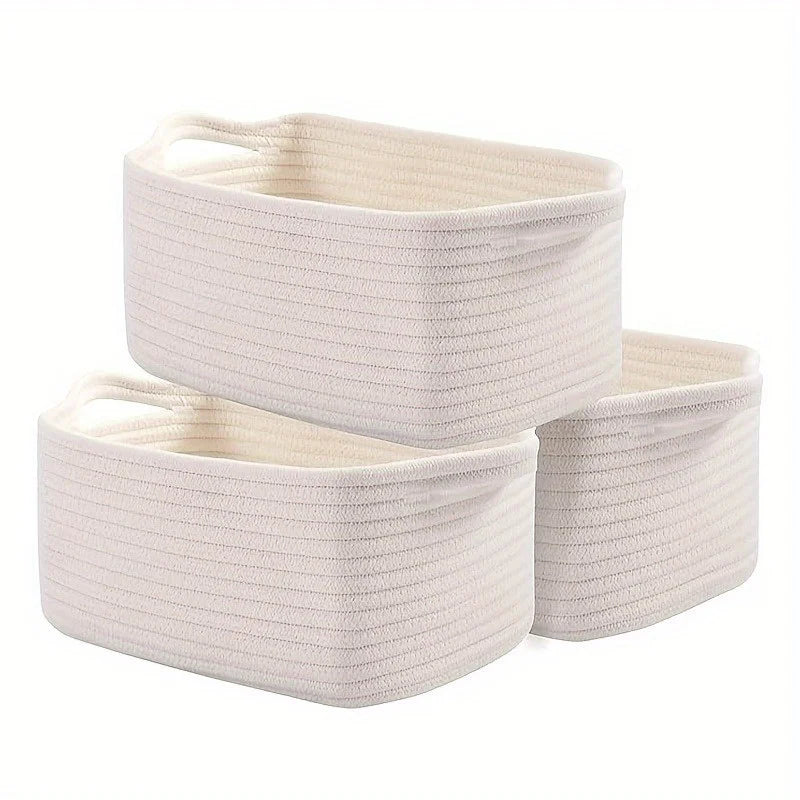 Storage Basket Set of 3  Rectangle Storage Bins  Versatile Toy Storage Organizer Friendly Home Decor Basket