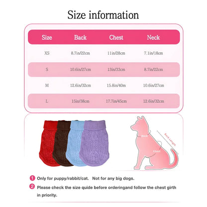 New Pet Small Pet Dog Clothes Sweater Fashion Autumn Winter Solid Fried Dough Twists Knitting Warm Comfort Clothing