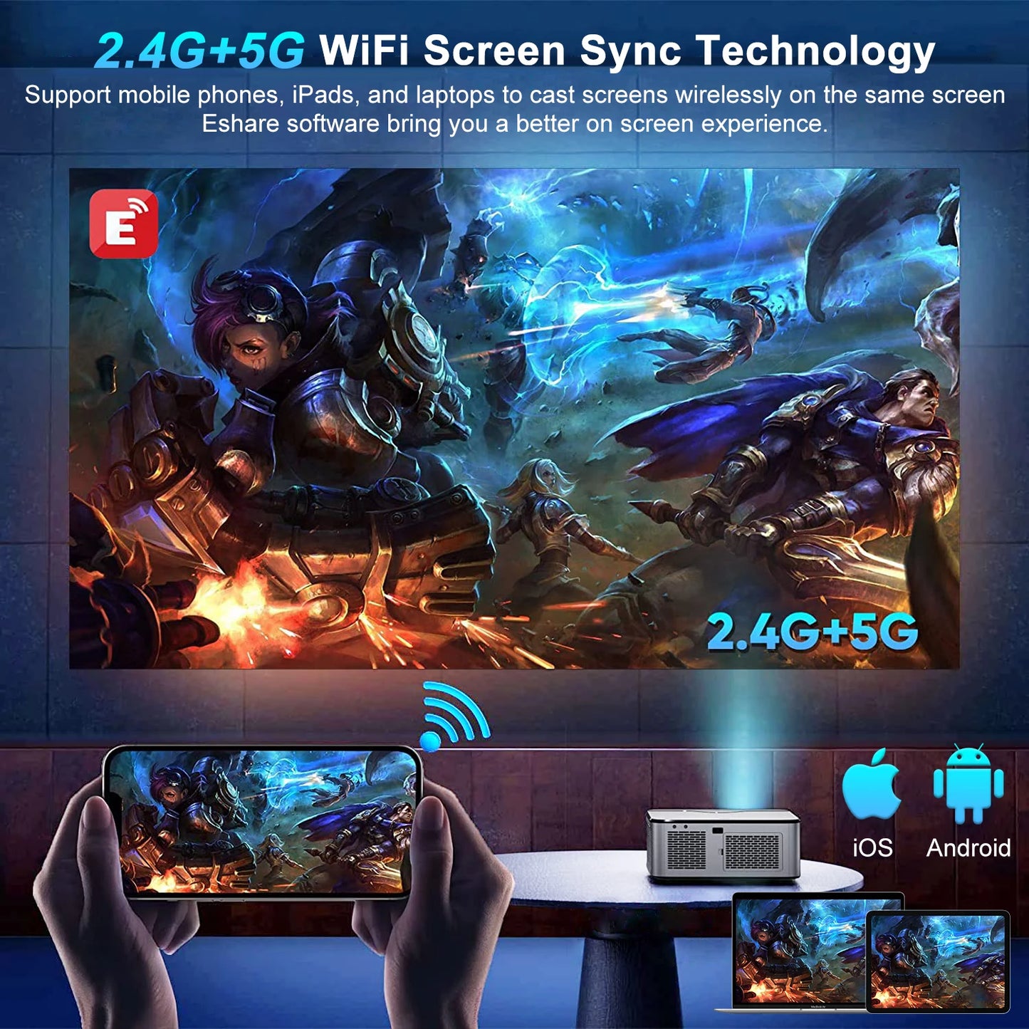 GOOJODOQ Full HD 1080P Projector 4K 8K 700ANSI 15500Lumens Android WiFi LED Video Movie Projector LED Home Theater Cinema Beamer