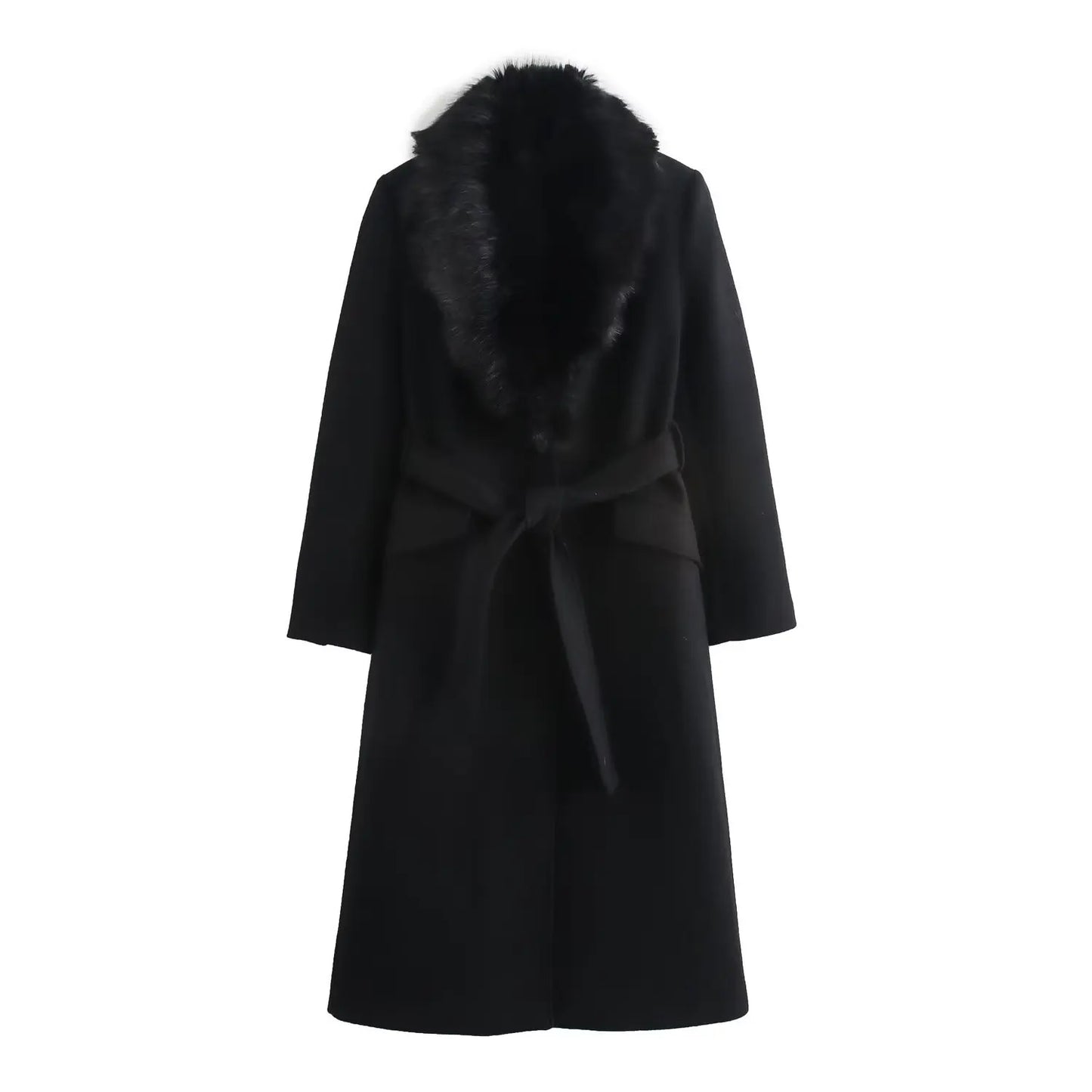 Long Sleeved Lapel Single Breasted Coat With Belt Pocket Decoration For Autumn And Winter New Women's Clothing