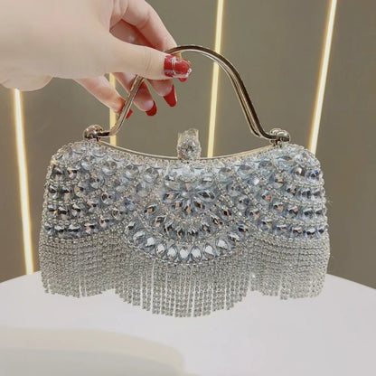 Fashion Polyester Fiber Evening Bags Elegant Chain Shoulder Bag Clutch Handbag Women