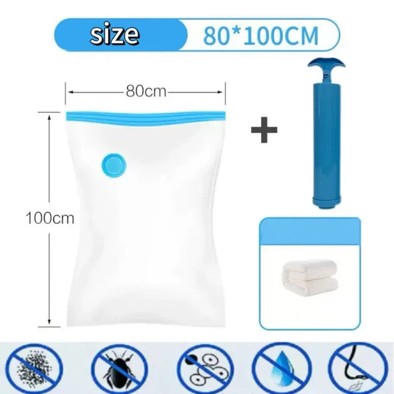 Vacuum Storage Bags,for Bedding,Pillows,Towel,Clothes Space Saver Travel Storage Bag,With Hand Pump,Vacuum Bag Package