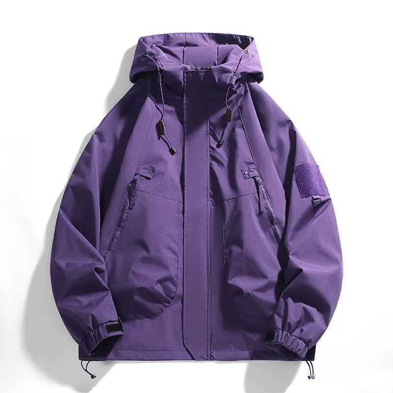 Pink Outdoor Camping Jacket Women's Autumn Loose-fit Hooded Jackets Elegant Long Sleeve Fashionable Harajuku Bf Windbreaker Coat