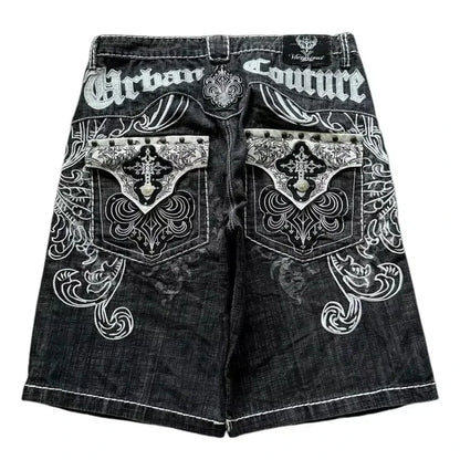 Y2K Fashion New Holes Do Old Washed Baggy Denim Shorts Female Gothic Harajuku Popular Casual Joker High Waist Wide Leg Pants