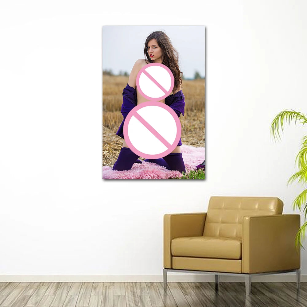 Decorative Canvas Paintings Pretty Woman Outdoors Posters and Prints Wall Art Picture For Room Home Decor