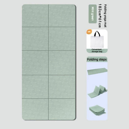 Eco-Friendly TPE Foldable Yoga Mat Double-Sided Non-Slip Travel Fitness Exercise Mat for Pilates and Floor Workouts