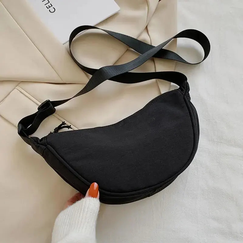 Women Shoulder Bags Solid Color Nylon Dumpling Messenger Bag 2023 New Trendy Lightweight Large Capacity Underarm Bag