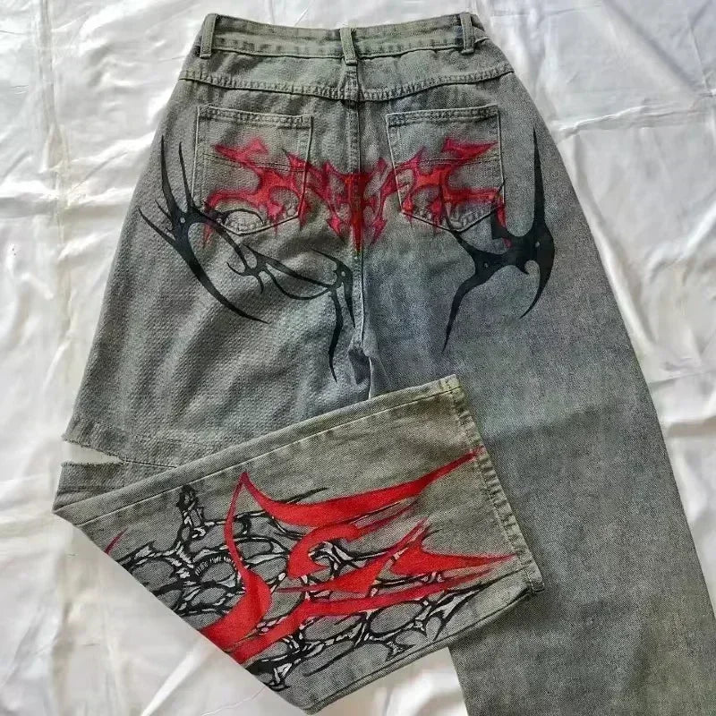 American Fashion Trend Joker Best Sell Special Spot Jeans Women Street Y2K New Punk Oversized Wide-leg Pants Unisex Casual Jeans