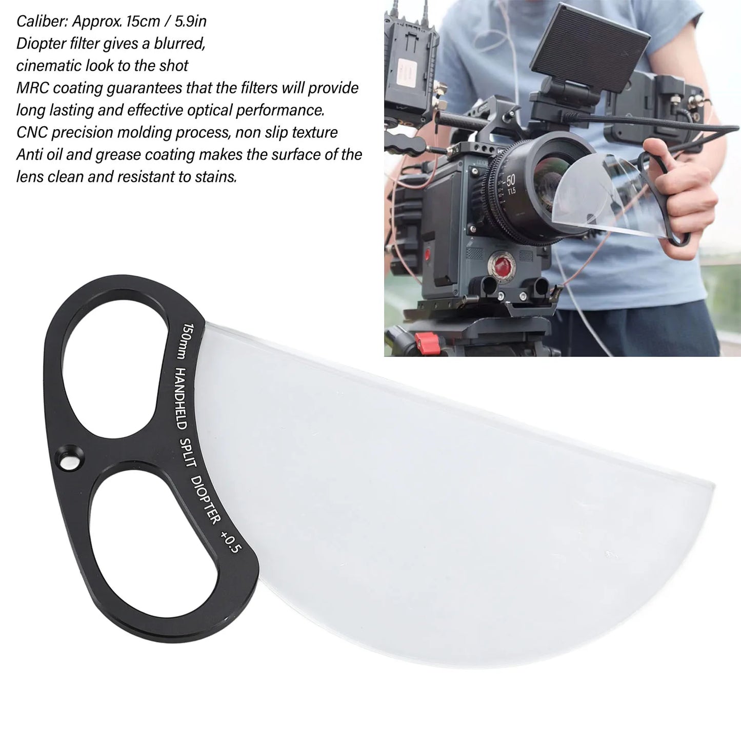 1/2 Split Diopter Filter 150mm Handheld 1/2 Split Diopter Filter Lens Special Effects Filter Film Prism Filter Accessories