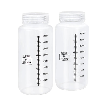 Set of 2 Wide Mouth Plastic Bottles with Lids PP Containers Jars 500ml 1000ml for Water Juice Liquid Storage Bottle