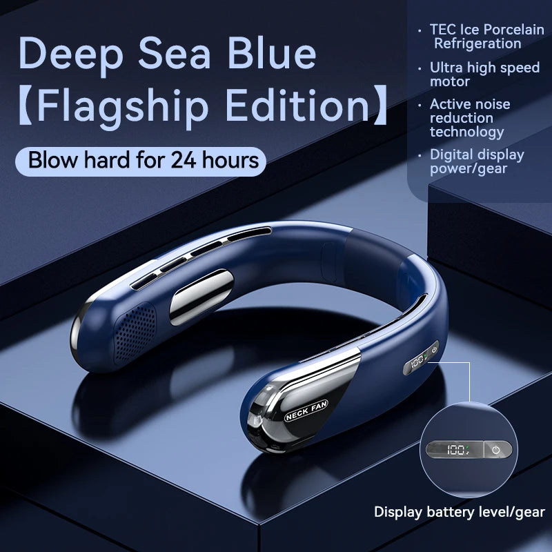 Lenovo Neck Fan Portable USB Rechargeable Bladeless Cooling Fan Quiet Wearable Fan For Summer Travel Mini Long Endure