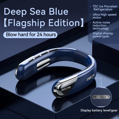 Lenovo Neck Fan Portable USB Rechargeable Bladeless Cooling Fan Quiet Wearable Fan For Summer Travel Mini Long Endure