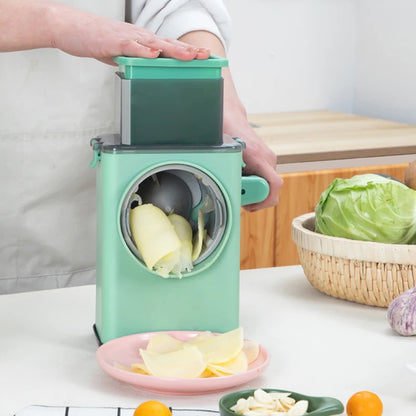 Home Multifunction Vegetable Slicer Manual Grater Vegetable Chopper 3 in 1 Round Cutter Potato Spiralizer Kitchen Accessories ﻿