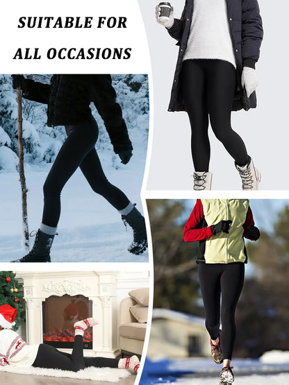 Fleece lined workout leggings with thermal insulation. High waist women's pants ideal for winter running, yoga