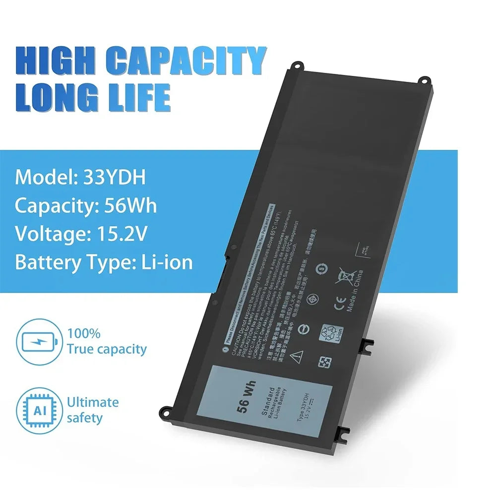 33YDH Laptop Battery for Dell Latitude 13 3380 14 3490 15 3590 3580 Inspiron 7000 7778 7773 15 7577 G3 3579 3779 G5 5587 G7 7588
