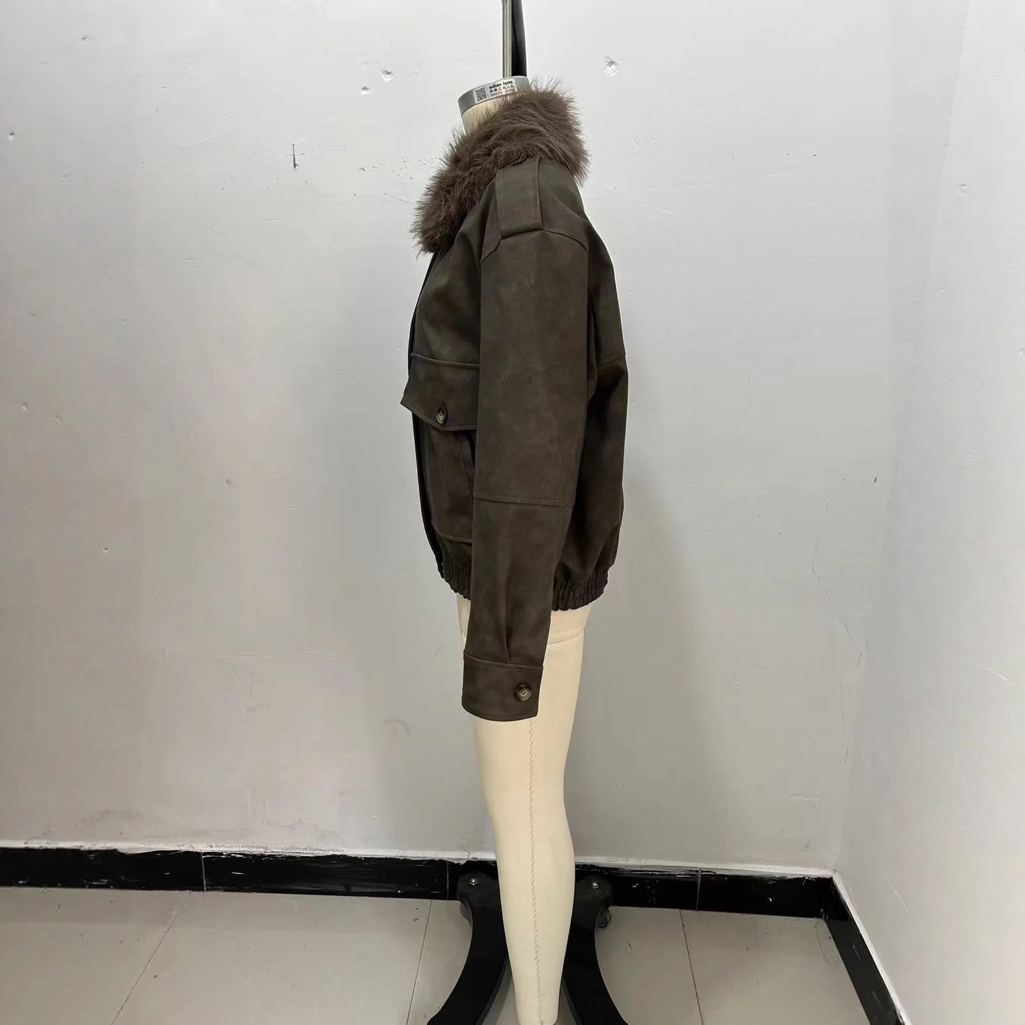 Detachable Collar Faux Suede Effect Jacket Outerwear Winter New Style Women's Fashionable Commute Style Polyester Blend