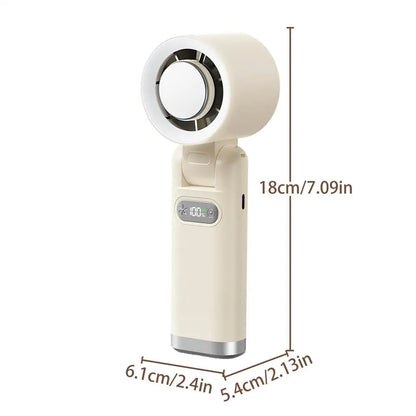 Portable handheld fan Handheld 5 Speeds LED Lights Foldable Rechargeable Device Personal Fan LED light folding cooling fan
