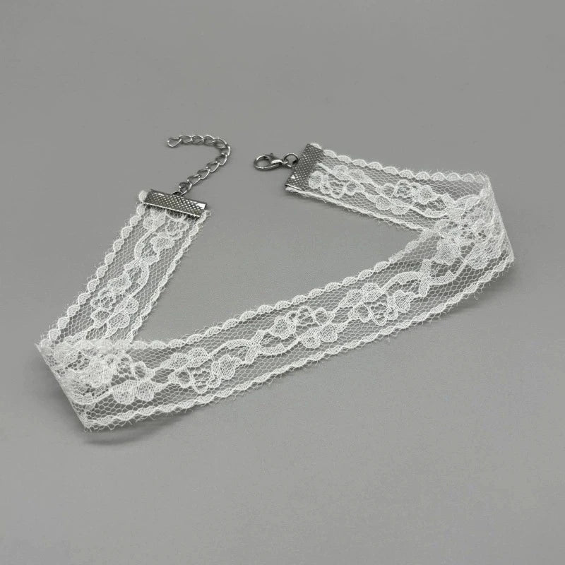 New Simple Lace Rose Flower Necklace Women's Choker Light Luxury Lace Collarbone Chain Black White Lace Jewelry Accessory