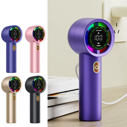 Portable Handheld  MINI Fan USB Rechargeable Mini Fan With Digital Display Screen Small Electric Fan for Outdoor Camping