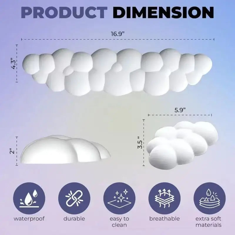 Mouse Pad with Wrist Rest Cloud Wrist Rest for Computer Keyboard Arm Wrist Rest with Non-Slip Base Extended Wrist Rest Ergonomic