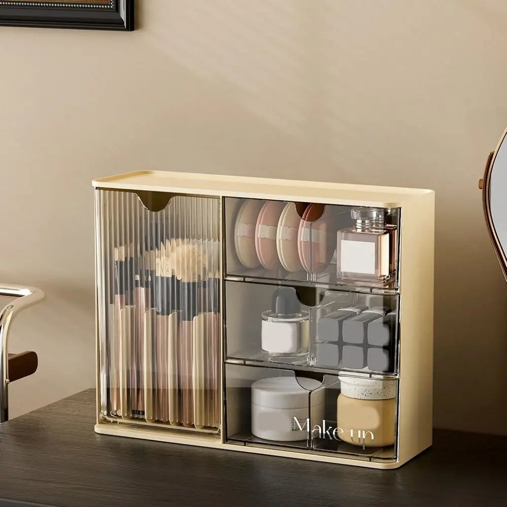 Plastic Cosmetic Storage Box Large Capacity Transparent Drawer Style Storage Box with Drawers Dust-Proof Cosmetic Display Case