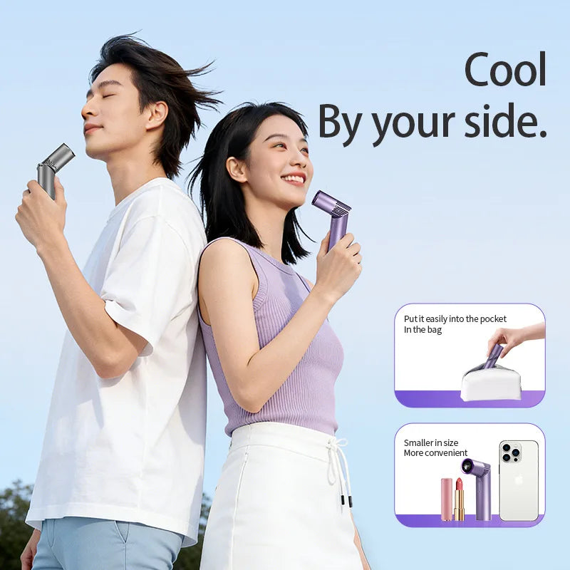 Portable foldable handheld fan USB rechargeable mini fan with LED display 199-speed settings 3000mAh battery