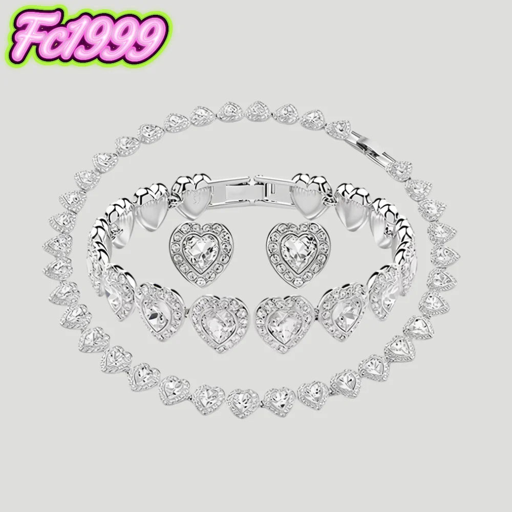 Top selling Round Jewelry Set, charms Earrings,Bracelet,Necklace, For Daily, Party, And Banquet Decor Wedding jewelry