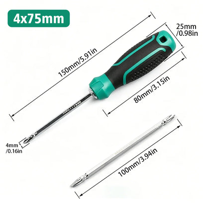 1 Piece 4×75mm Dual-Purpose Screwdriver, Phillips & Slotted Dual Head, Magnetic Multi-Functional Screwdriver for Household Use