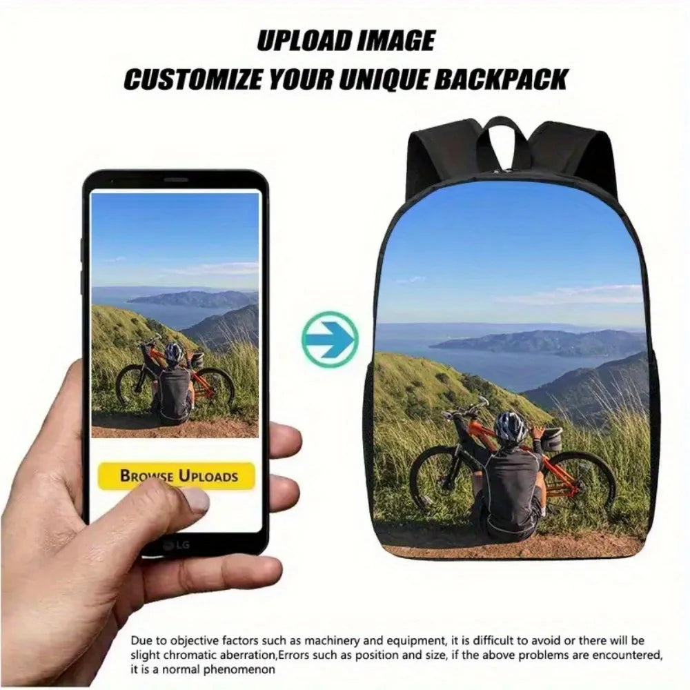Customizable Personalized Photo Backpack, Multi-Functional Backpack, Suitable for Daily Commute And Hand Washable, Lightweight