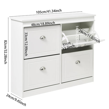 【Breeins】Flip Down Shoe Bench Cabinet, Shoes Rack Storage Organizer Shelf Home Decoration For Entryway